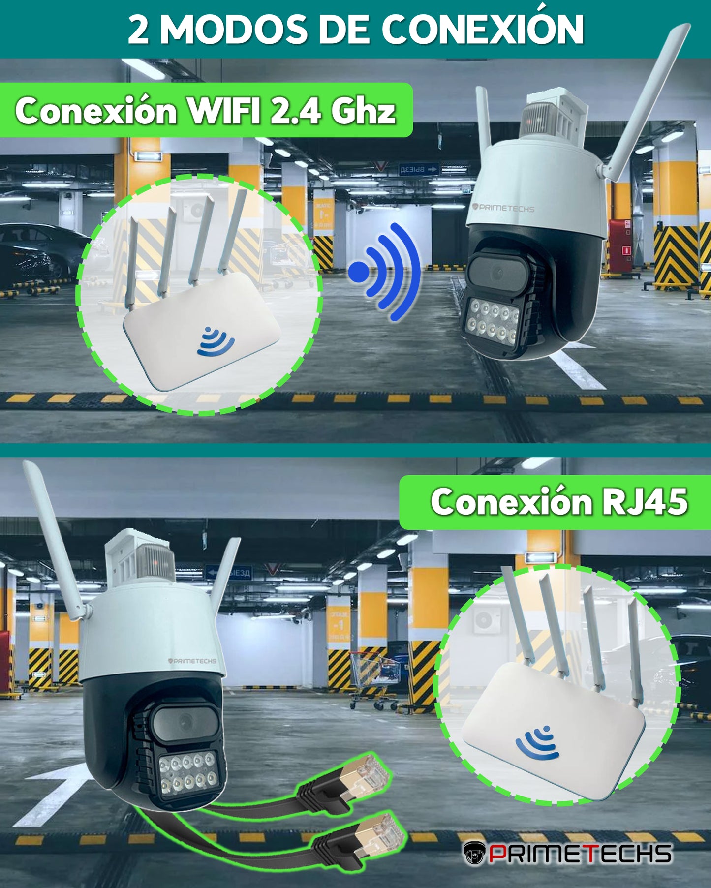 Cámara IP WIFI y Cable RJ45, PT 4MP Alarma y Estrobo, Fullcolor , detección y auto seguimiento humano, audio bidireccional. Inteligencia Artificial y grabación en nube(Opcional)