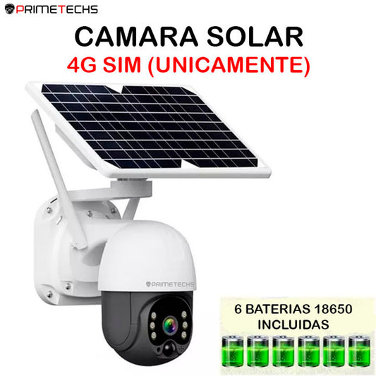 Cámara Solar IP, PT y 4G 4 MP, WiFi, detección y grabación por movimiento, batería de respaldo, alarma, Infrarrojo y full color, Ext, Mov horizontal 355 y vertical 110 grados