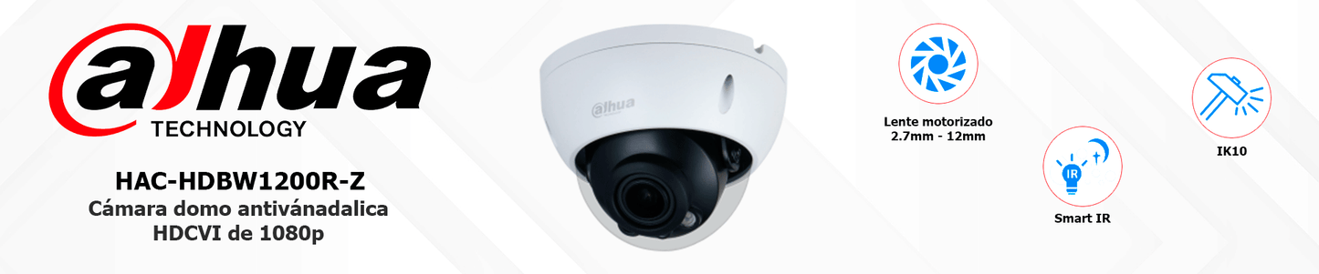DAHUA HAC-HDBW1200R-Z- Cámara Domo Antivandálica HDCVI 1080p