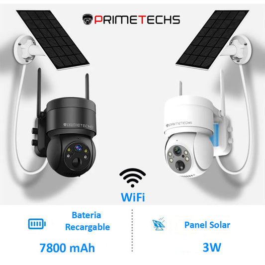 Cámara Solar Autónoma, IP PT 5MP, WiFi y solar, detección y grabación por movimiento, batería de respaldo, alarma, Infrarrojo y Fullcolor