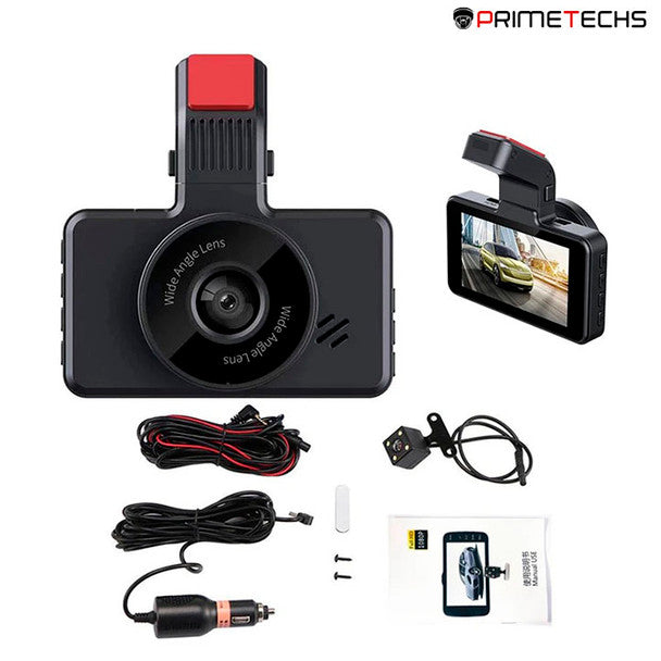 Cámara para automovil con pantalla y 3 vistas diferentes (Frente, Reversa y Pasajeros)