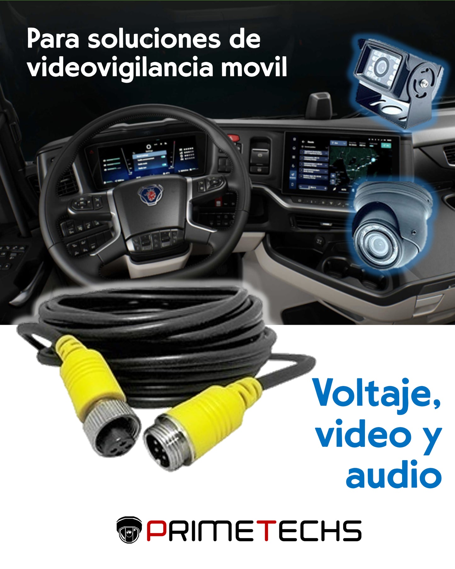 Cable Conector Tipo Avión 5 metros para Cámara de DVR Móvil