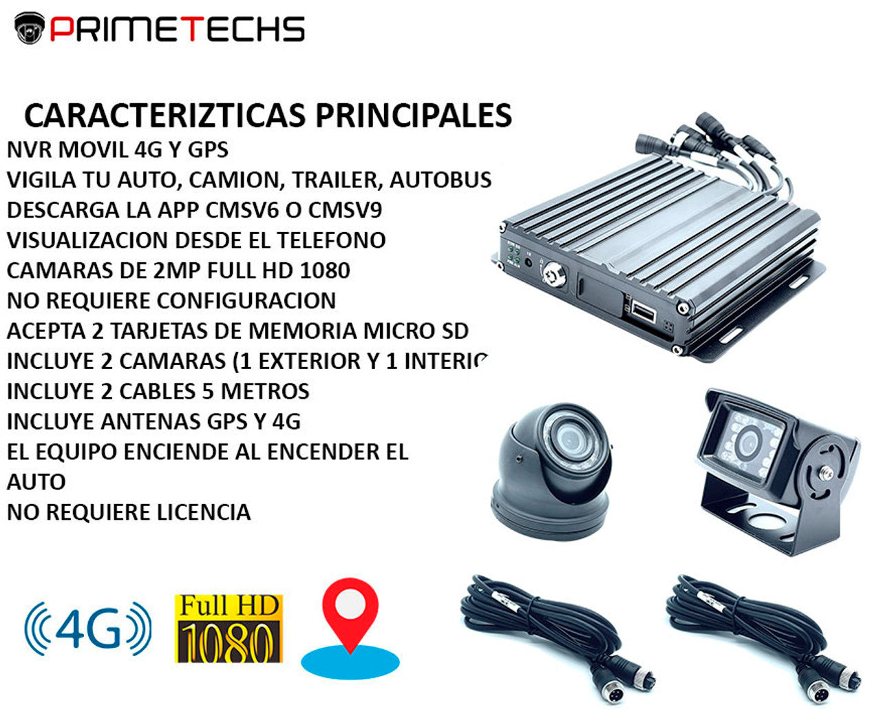 Kit DVR móvil 4G 2 megapixeles auto o camión/1080P 4 Canales HD