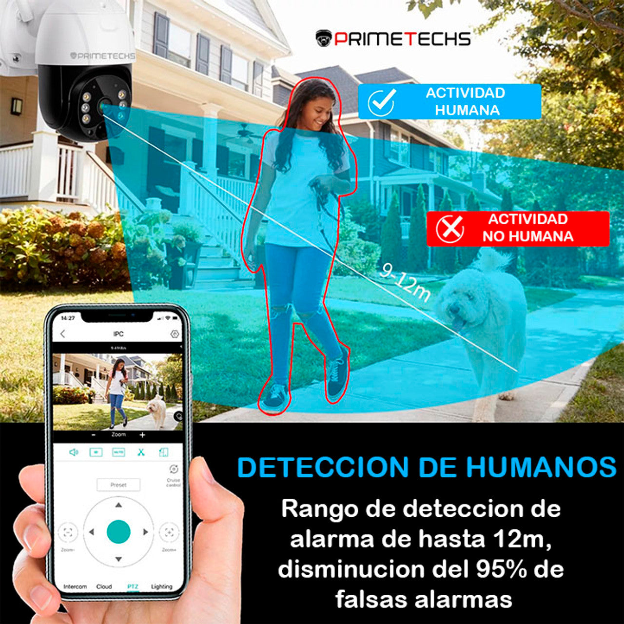 Cámara Solar IP, PT y 4G 4 MP, WiFi, detección y grabación por movimiento, batería de respaldo, alarma, Infrarrojo y full color, Ext, Mov horizontal 355 y vertical 110 grados