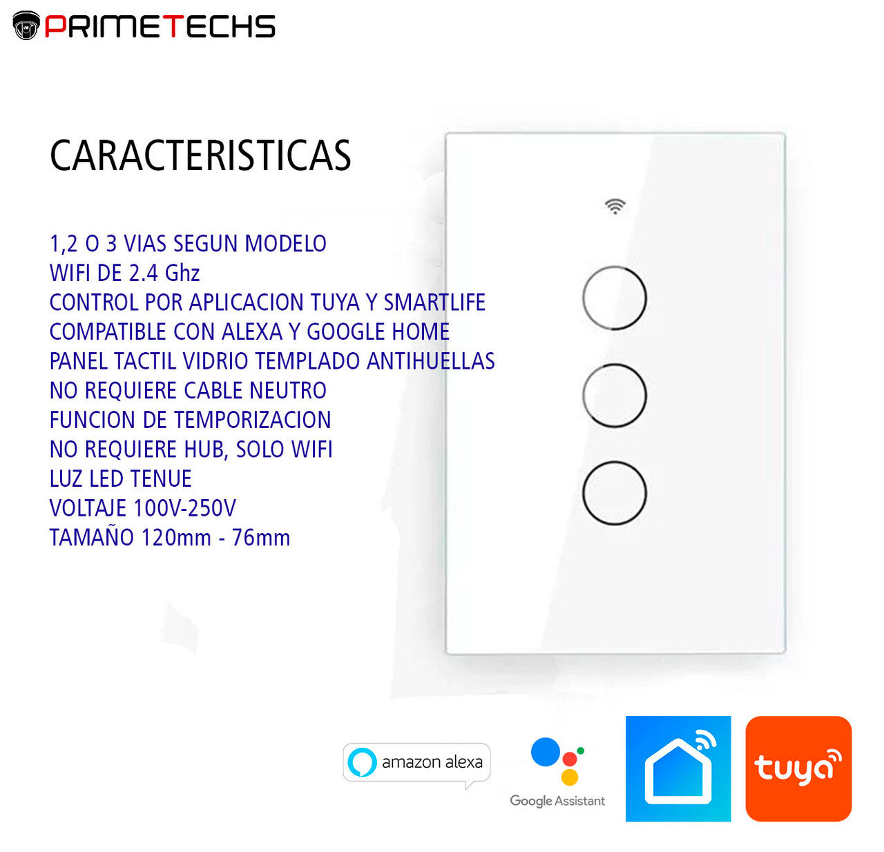 Apagador/Interruptor eléctrico virtual de 3 vías operado con APP