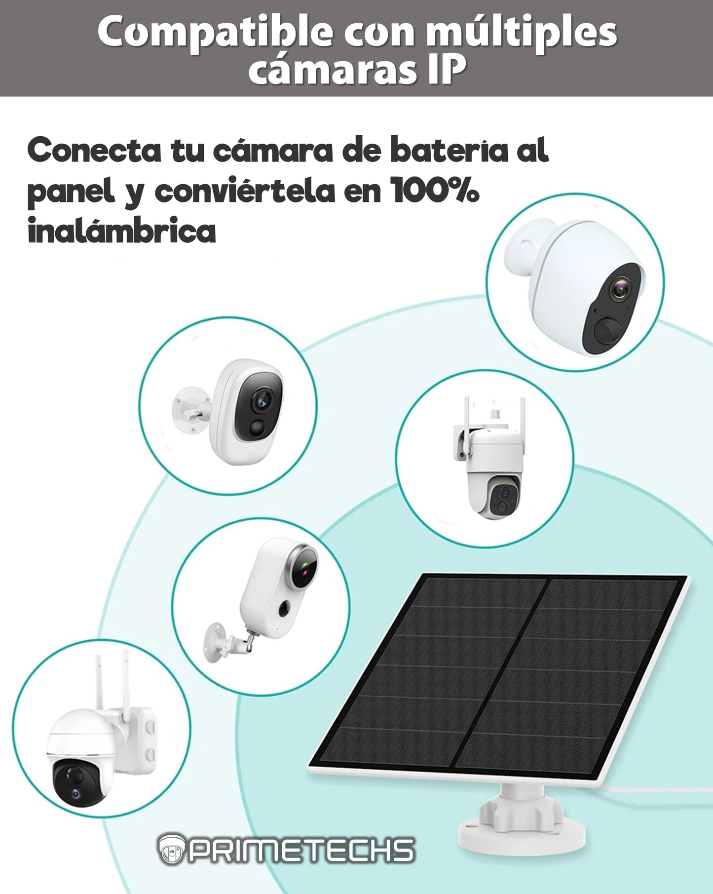 Panel solar a 5v para cámara de Batería Primetechs TUYA
