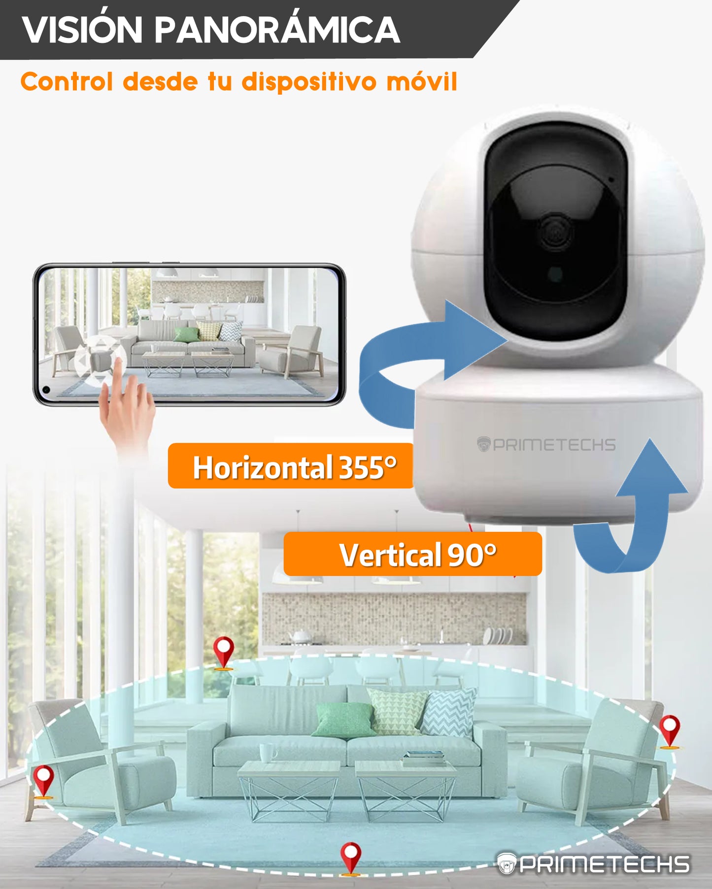 Cámara IP WIFI PT 3 megapíxeles Robot interior,