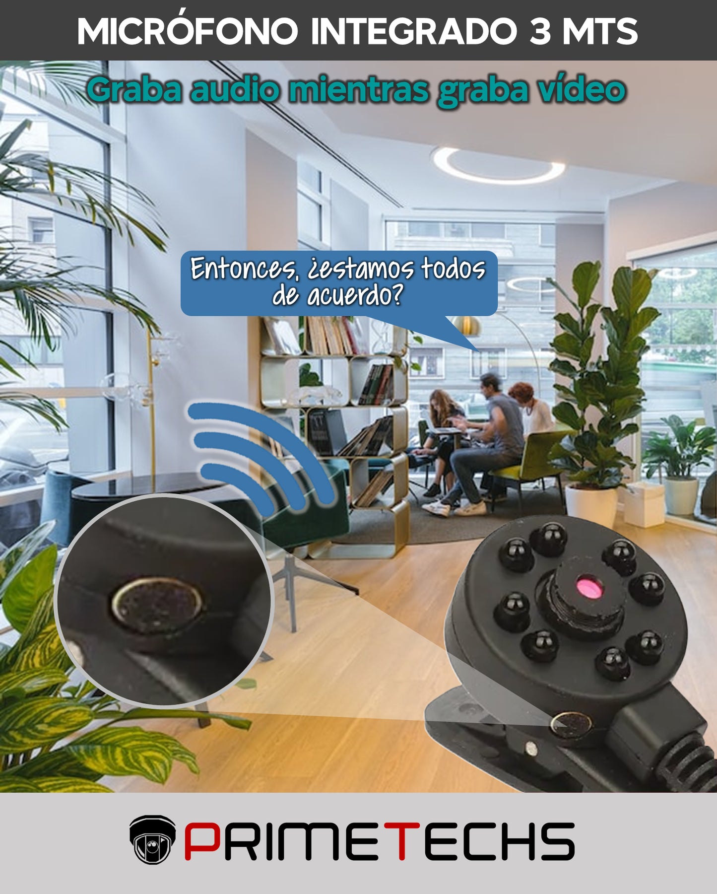 Cámara mini 1 mp /720p para DVR, IR indetectable, micrófono integrado