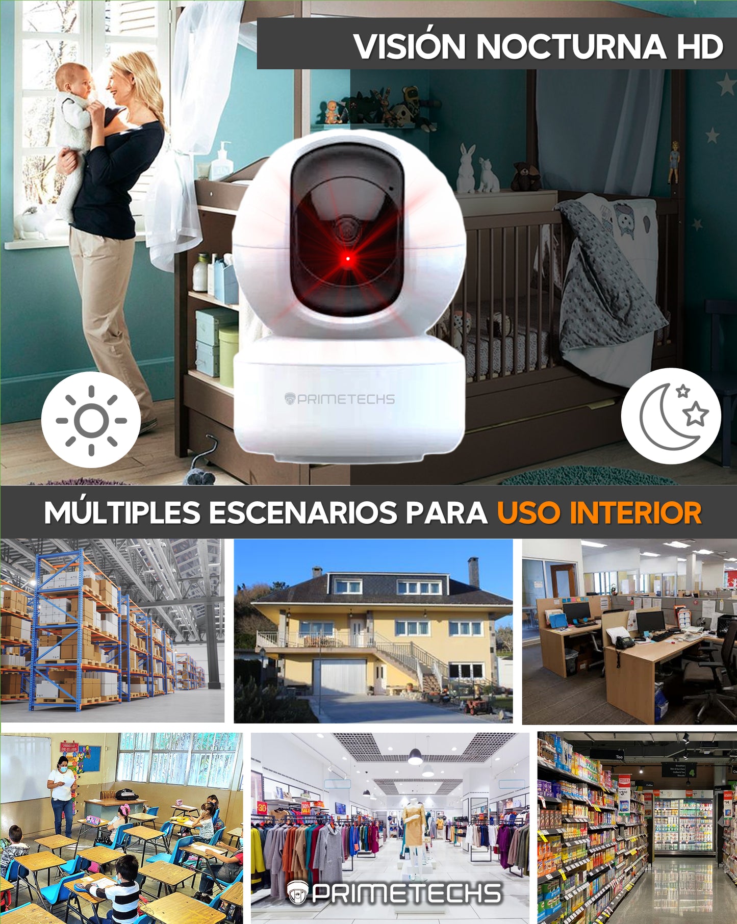 Cámara IP WIFI PT 3 megapíxeles Robot interior,