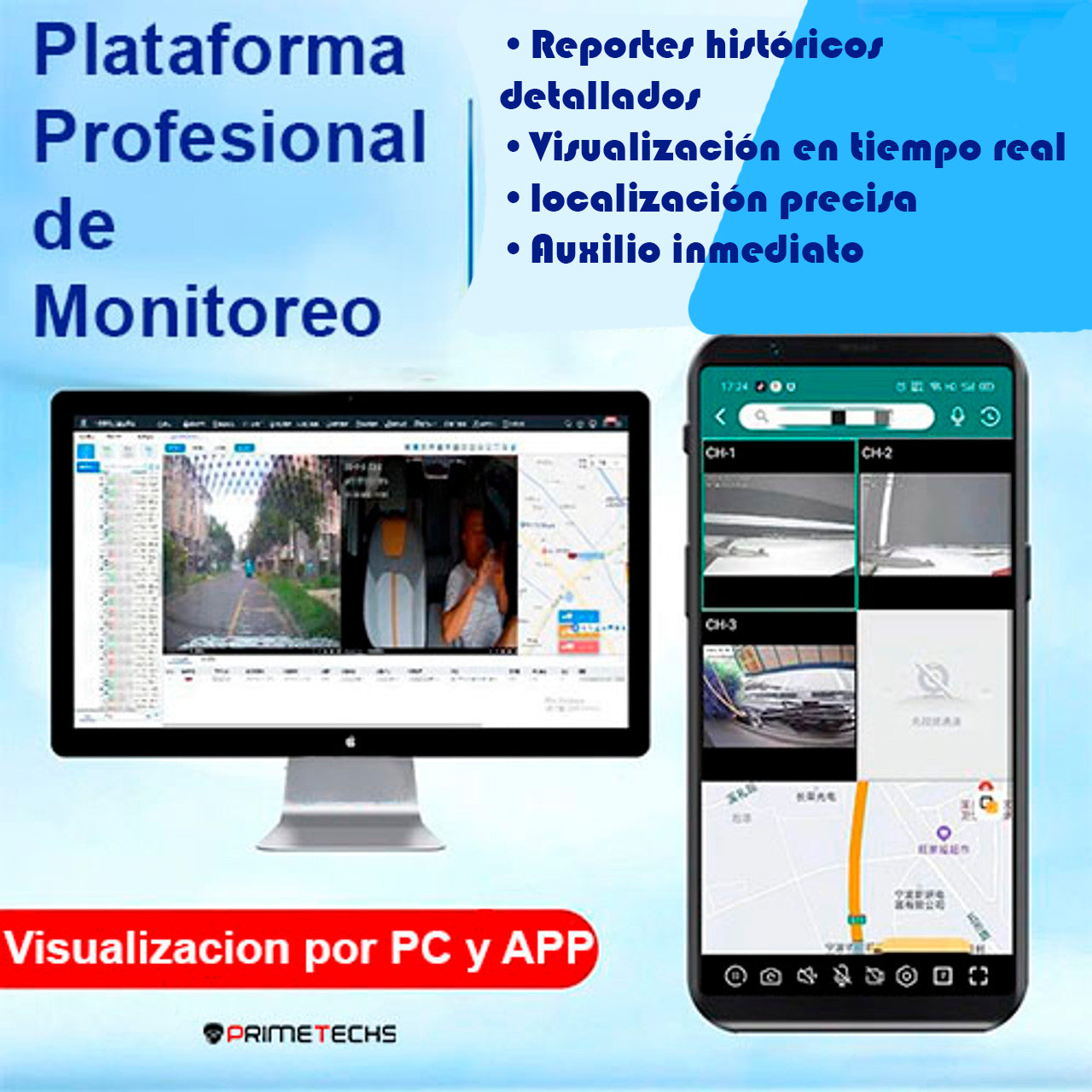 DashCam 4G-GPS, Cámara doble lente frente e interior para automóvil, camión