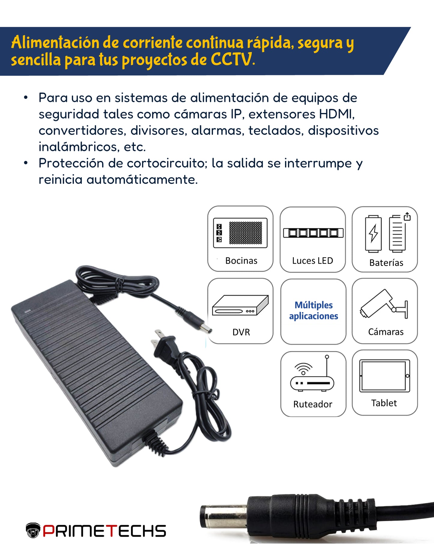 Fuente de poder regulada 12V CD / 10 Amperes / para equipos de CCTV