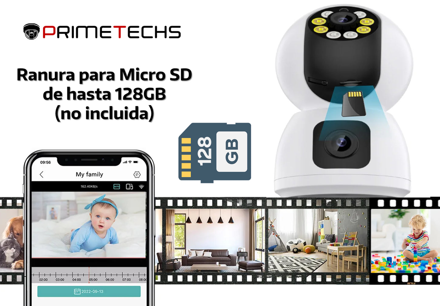 Cámara IP WIFI PT 3 megapíxeles Robot interior,