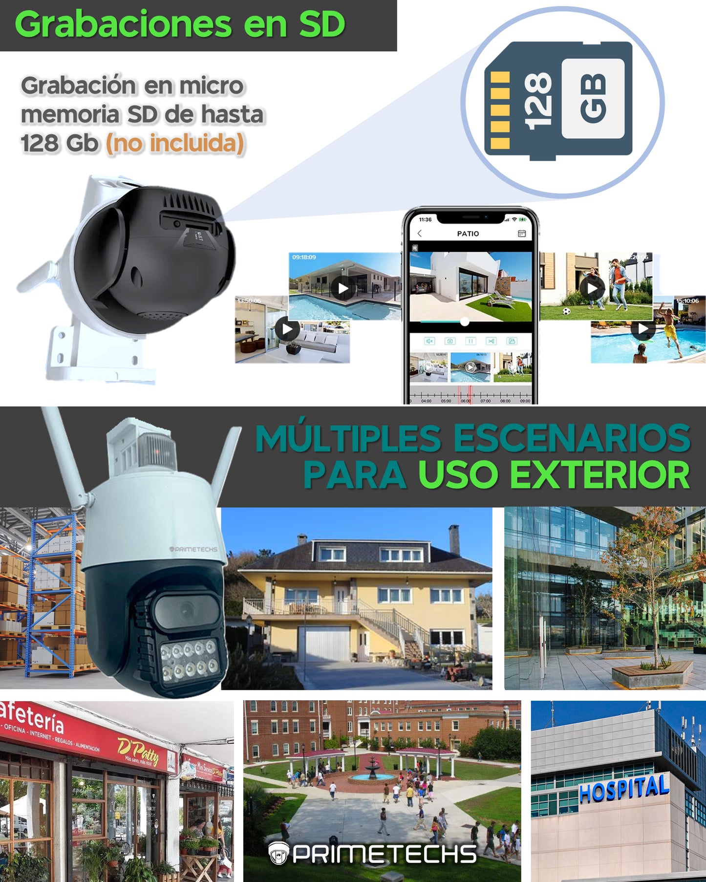 Cámara IP WIFI y Cable RJ45, PT 4MP Alarma y Estrobo, Fullcolor , detección y auto seguimiento humano, audio bidireccional. Inteligencia Artificial y grabación en nube(Opcional)