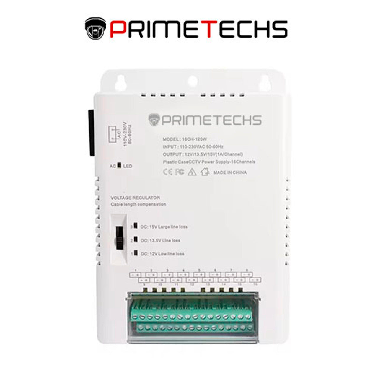 Fuente de poder 16 canales 16 amp Voltaje de Ajuste 12-13.5-15v cc