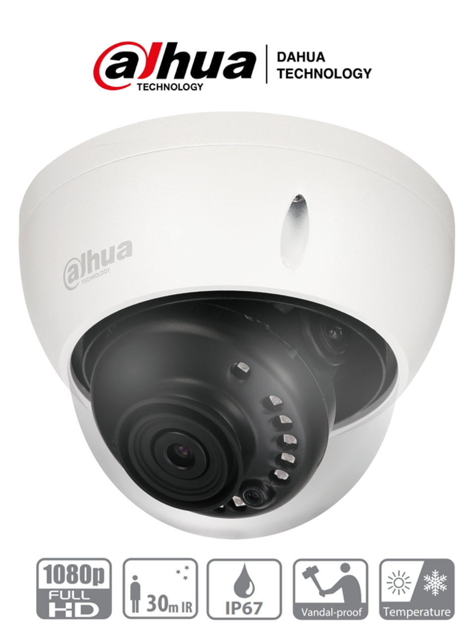 DAHUA HAC-HDBW1200E-28- Cámara Domo 1080p Antivandálica