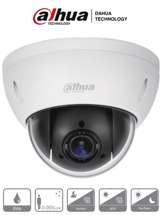 DAHUA SD22204IGC - Cámara mini PTZ de 2 MP HDCVI 4X Zoom óptico
