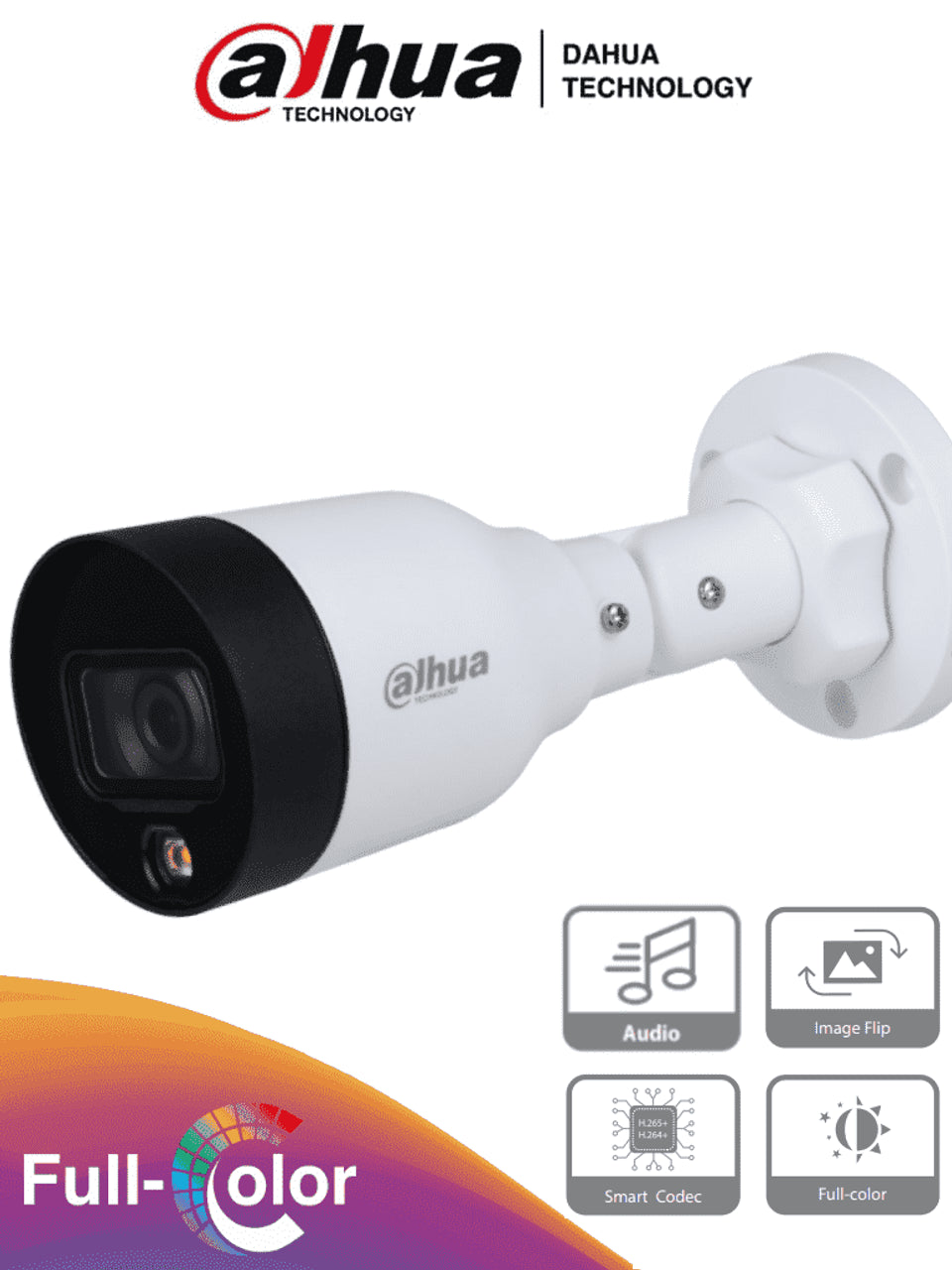 AHUA IPC-HFW1239S1-A-LED-S5 - Cámara IP Bullet Full Color de 2 Mp