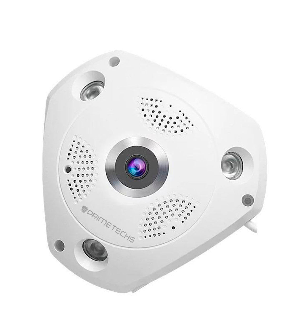 Cámara IP Fisheye 360°, 2MP, WIFI y cable LAN RJ45 .Bocina y micrófono. Infrarrojo 10 ms. Memoria MicroSD de hasta 128 GB (Opcional)