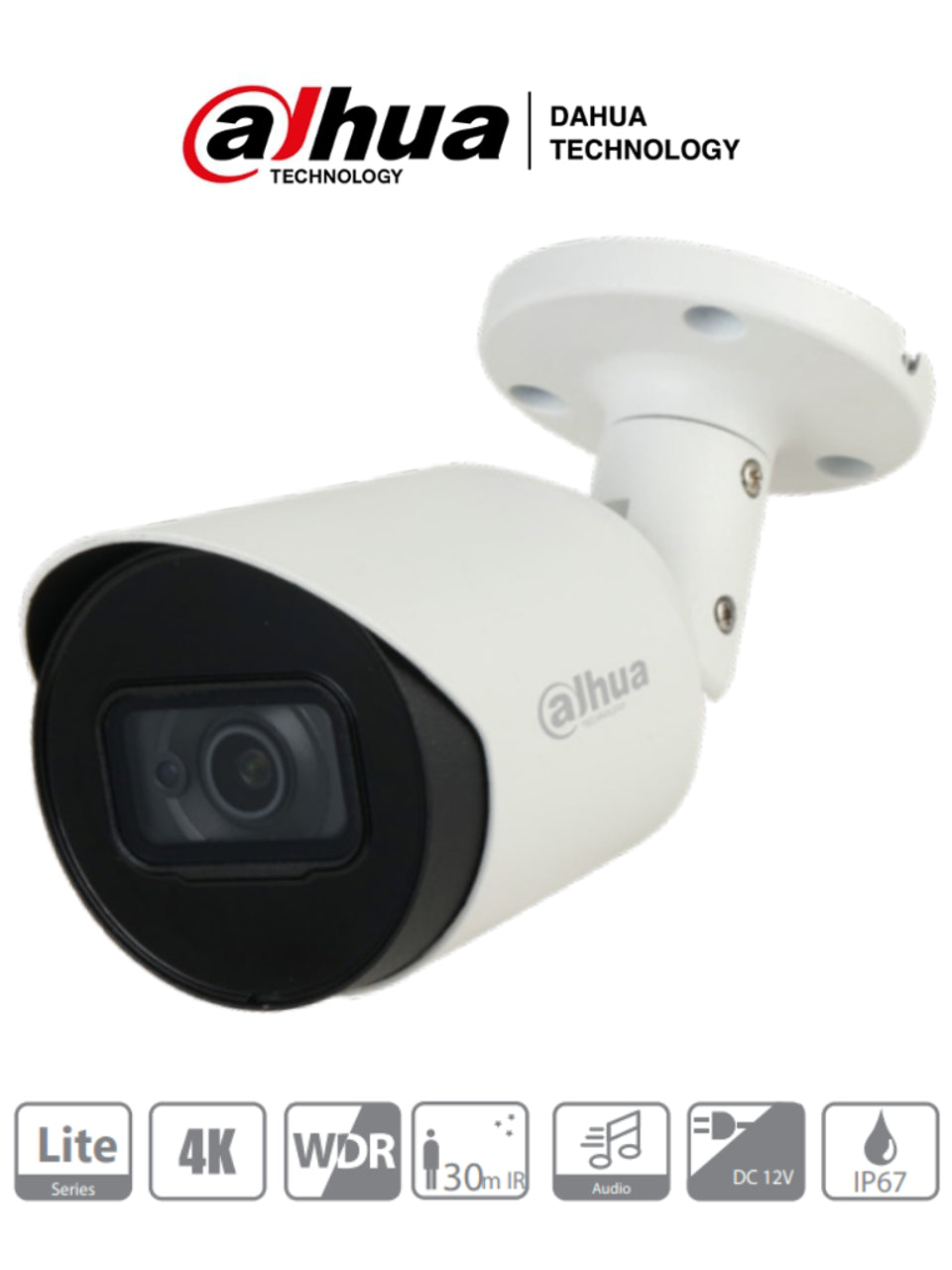 DAHUA HFW1801T-A - Cámara Bullet 4K con Micrófono Integrado