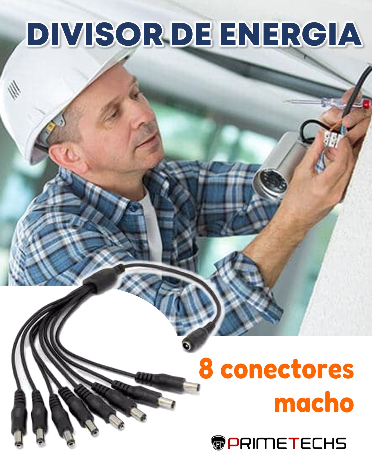 Divisor de energía / Tipo pulpo / 8 Conectores macho / 2.1 mm / 1 Conector hembra