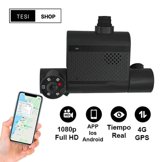 DashCam 4G-GPS, Cámara doble lente frente e interior para automóvil, camión