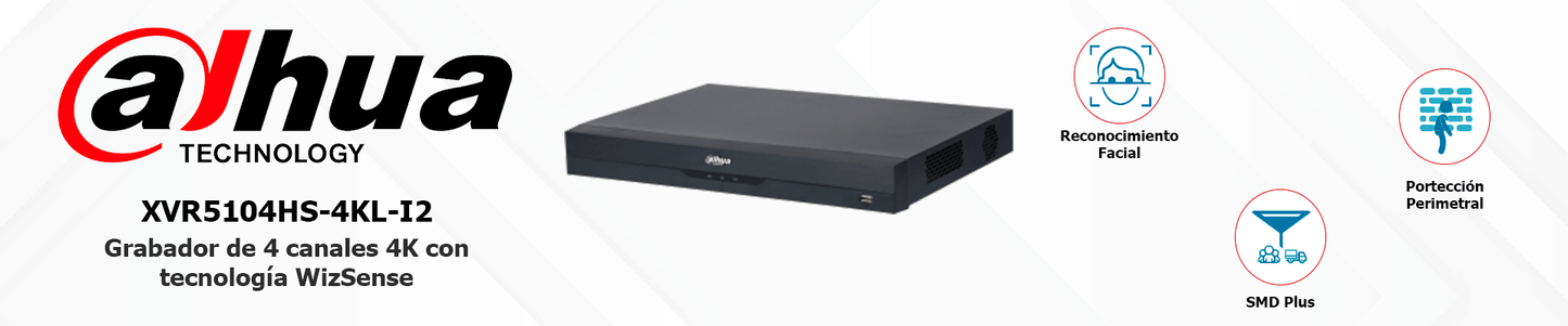 DAHUA XVR5104HS-4KL-I2 - DVR de 4 Canales 4k