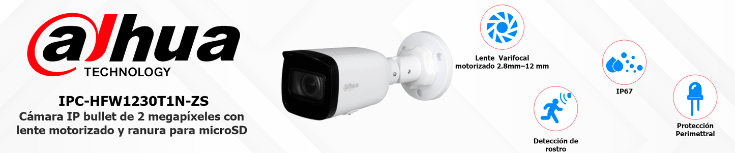 DAHUA IPC-HFW1230T1N-ZS - Camara IP Bullet de 2 Mp/ Lente Motorizado