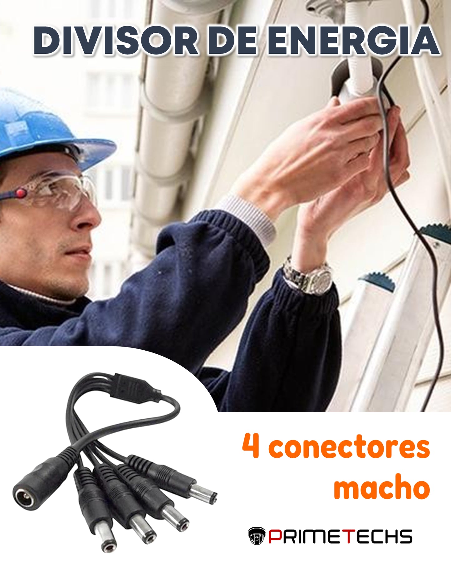 Divisor de energía / Tipo pulpo / 4 Conectores macho / 2.1 mm / 1 Conector hembra
