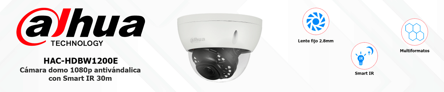 DAHUA HAC-HDBW1200E-28- Cámara Domo 1080p Antivandálica