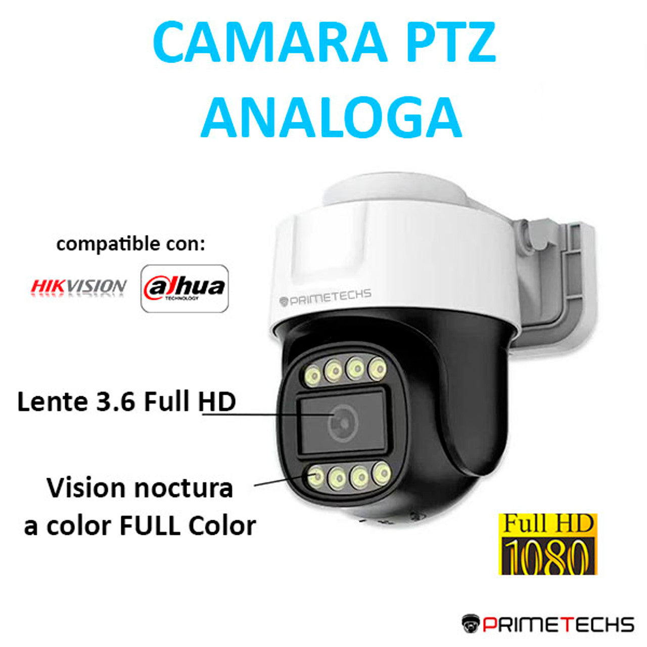 PTZ análoga FULL COLOR para dvr 2 Megapixeles Full HD