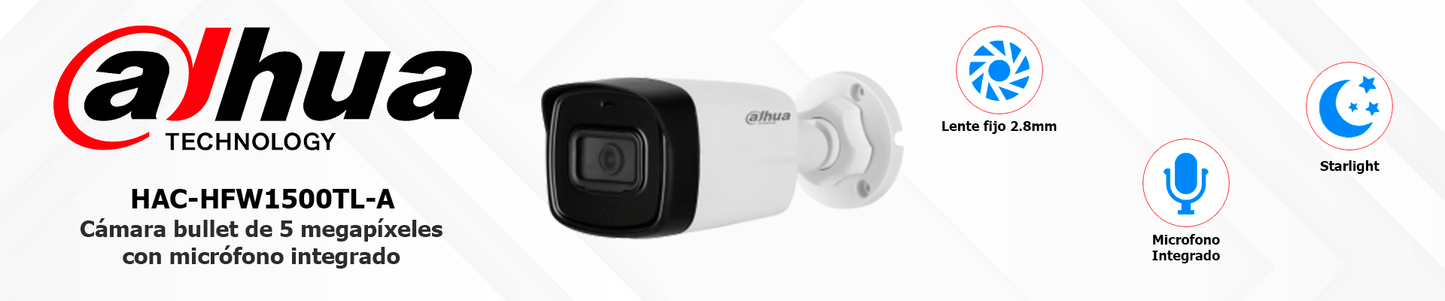 DAHUA HAC-HFW1500TL-A-28 - Cámara Bullet de 5 Megapixeles