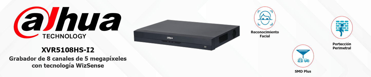 DAHUA XVR5108HS-I2 (I3) - DVR de 8 Canales 5 MP
