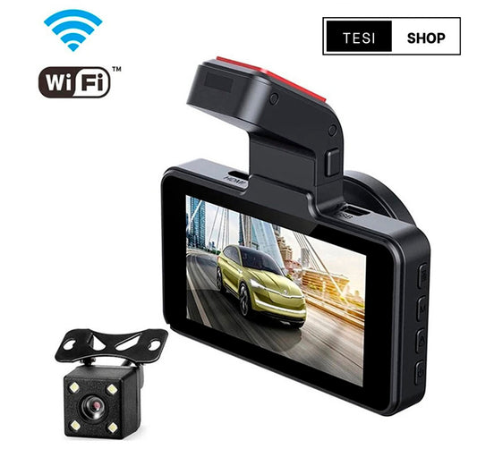 Cámara para automovil con pantalla y 3 vistas diferentes (Frente, Reversa y Pasajeros)