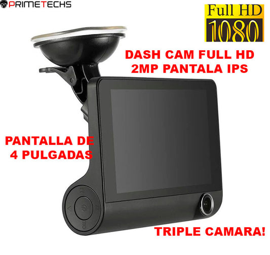 Dashcam para automovil de tres camaras
