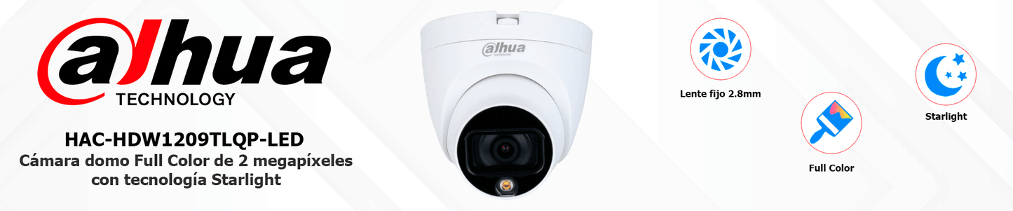 DAHUA HAC-HDW1209TLQN-A-LED - Camara Domo Full Color 1080p