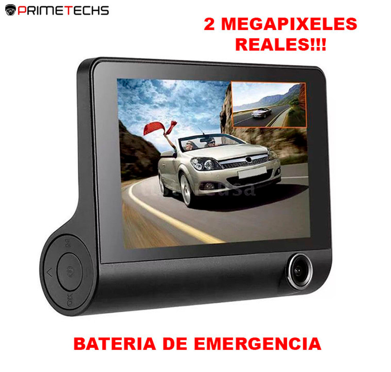 Dashcam para automovil de tres camaras