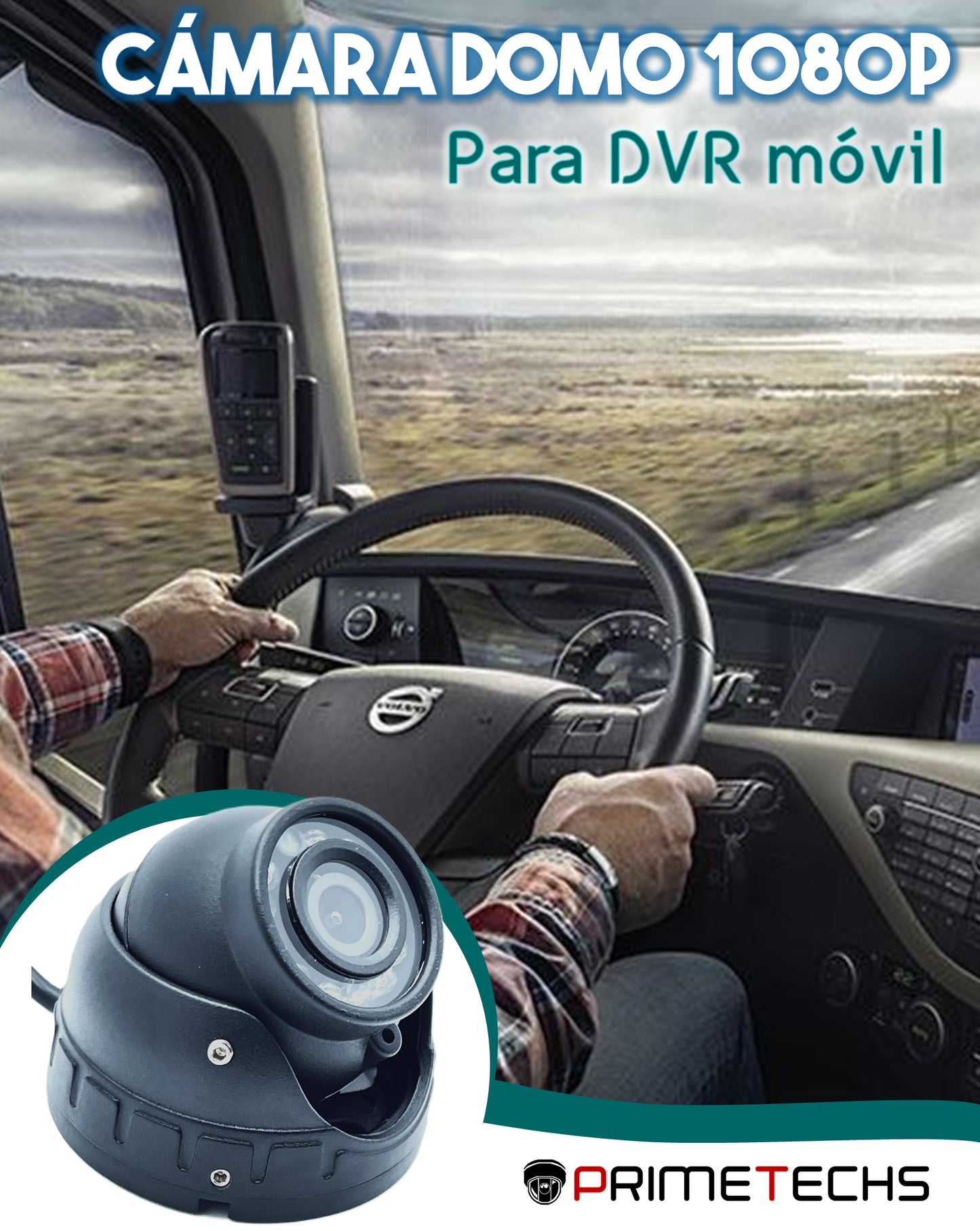 Cámara Domo 1080P con Micrófono, Metálica, Lente 2.8mm, para DVR Móvil
