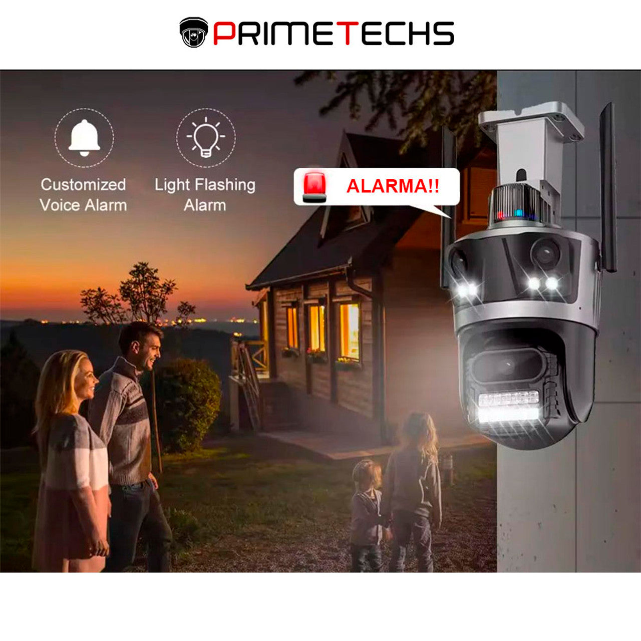 Cámara PT 3 Lentes, audio bidireccional, detección y seguimiento humano, inteligencia artificial y grabación en la nube(Opcional)
