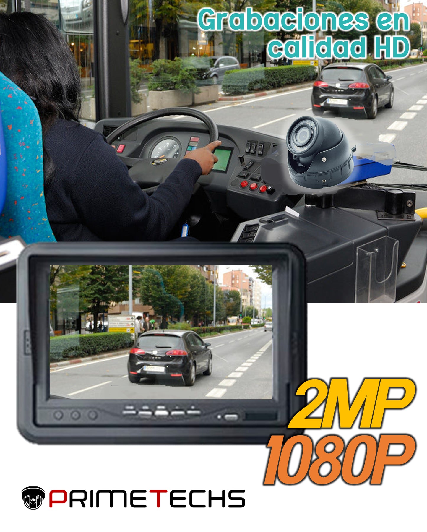 Cámara Domo 1080P con Micrófono, Metálica, Lente 2.8mm, para DVR Móvil