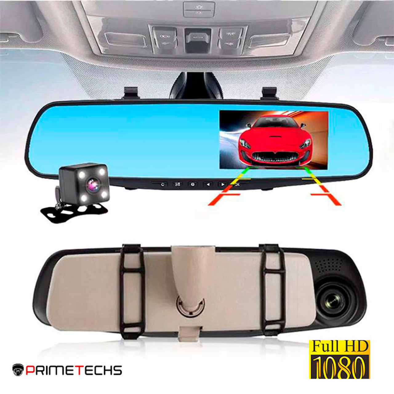 Cámara Retrovisor HD con pantalla, fácil instalación para Automóvil y Autobus