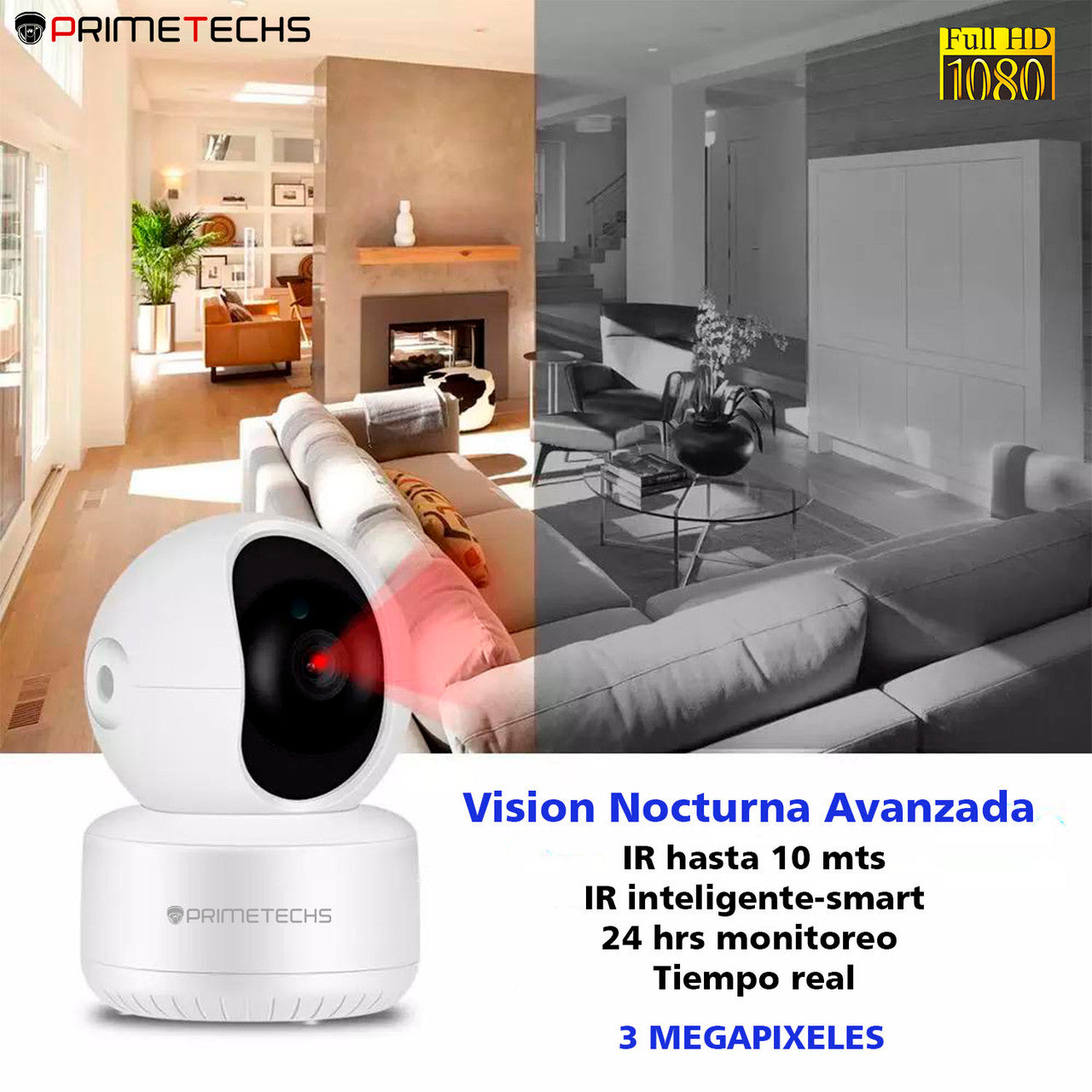 Cámara IP WIFI PT 3 megapíxeles Robot interior,