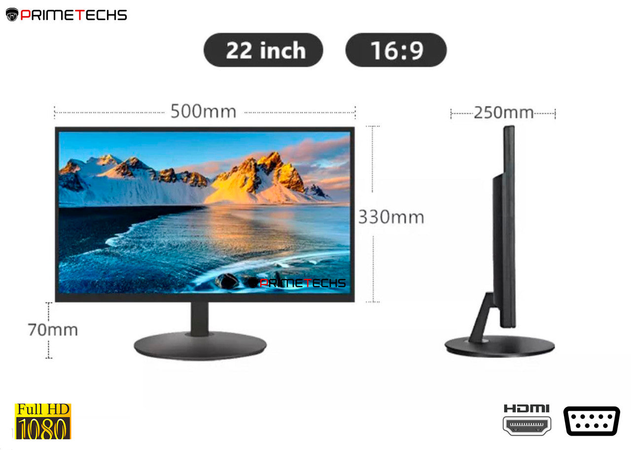 Monitor 22 Pulg, VGA, HDMI, LED, 75H y WSXGA
