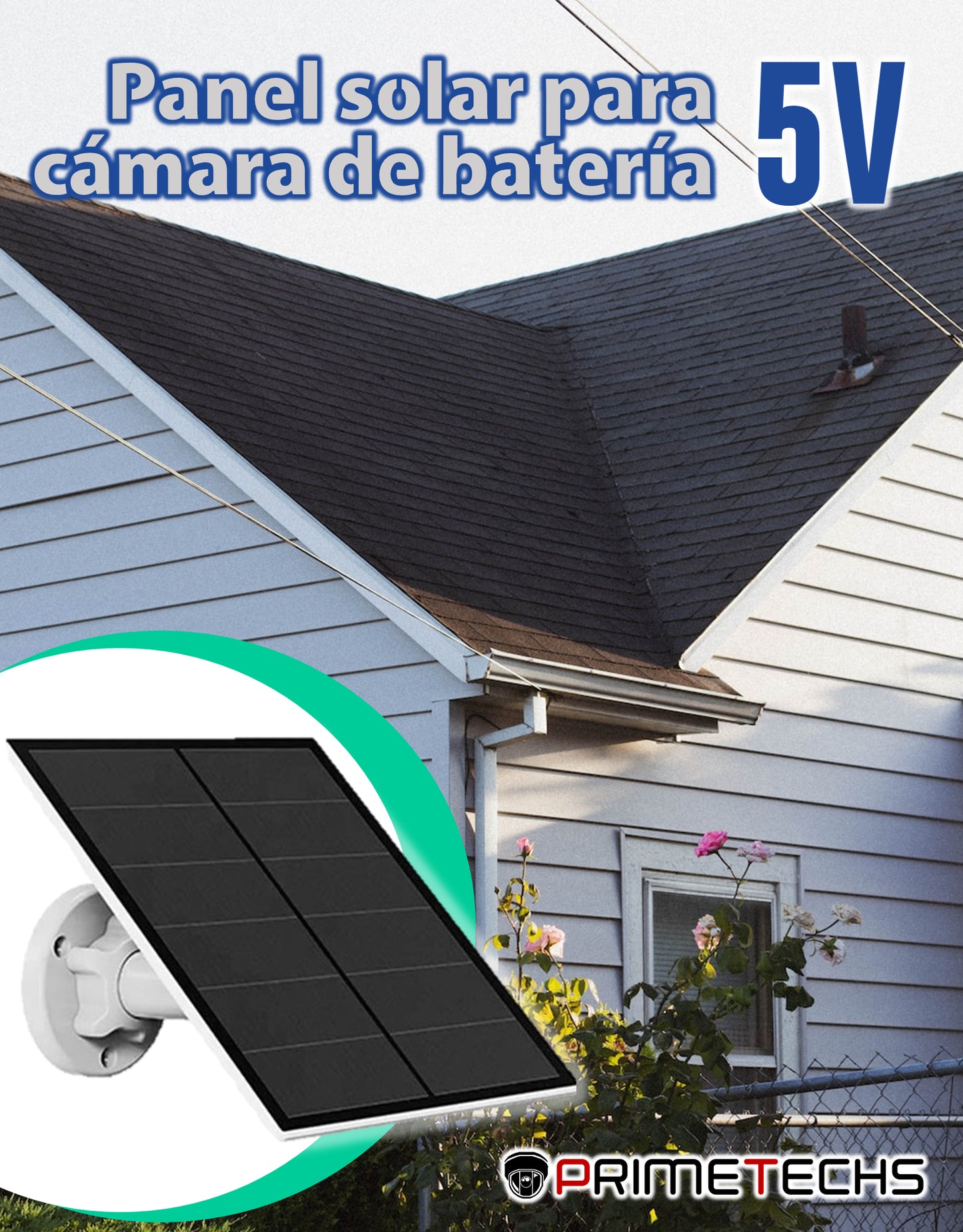 Panel solar a 5v para cámara de Batería Primetechs TUYA
