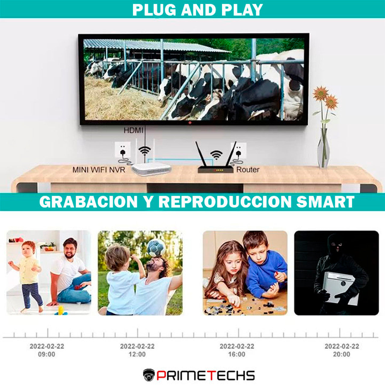 Kit de 4 cámaras PT WIFI con movimiento 4mp