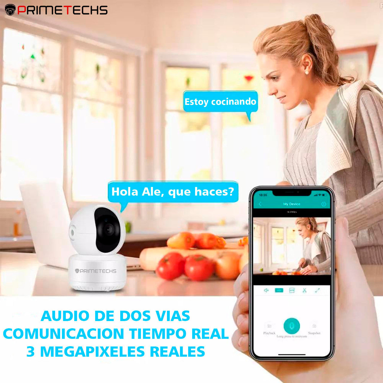 Cámara IP WIFI PT 3 megapíxeles Robot interior,