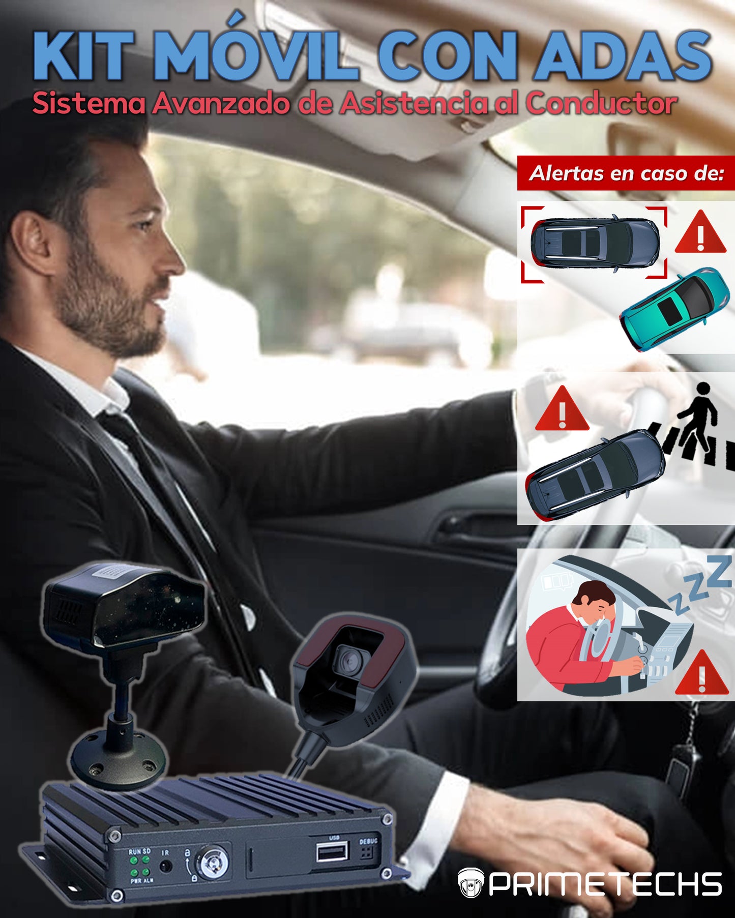 Kit DVR móvil 4G-GPS, 2 Mpx, auto/camión con Inteligencia Artificial