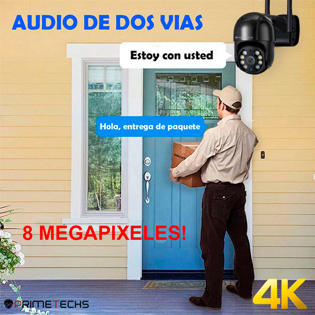 Cámara IP PT WIFI y Cable RJ45 LAN, 8MP, 4k, detección y seguimiento humano, Inteligencia Artificial y grabación en nube(Opcional)