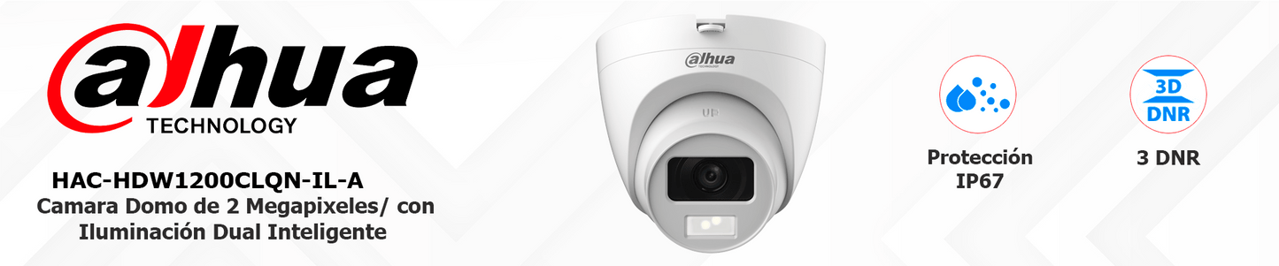 DAHUA HAC-HDW1200CLQN-IL-A - Cámara Domo de 2 Megapixeles