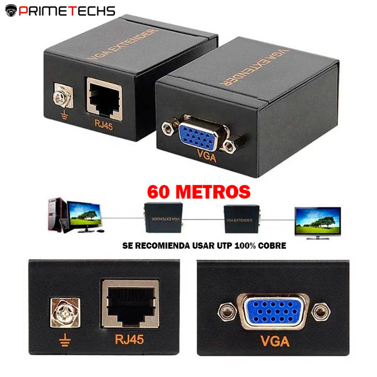 Extensor VGA de 60 metros sobre cable UTP