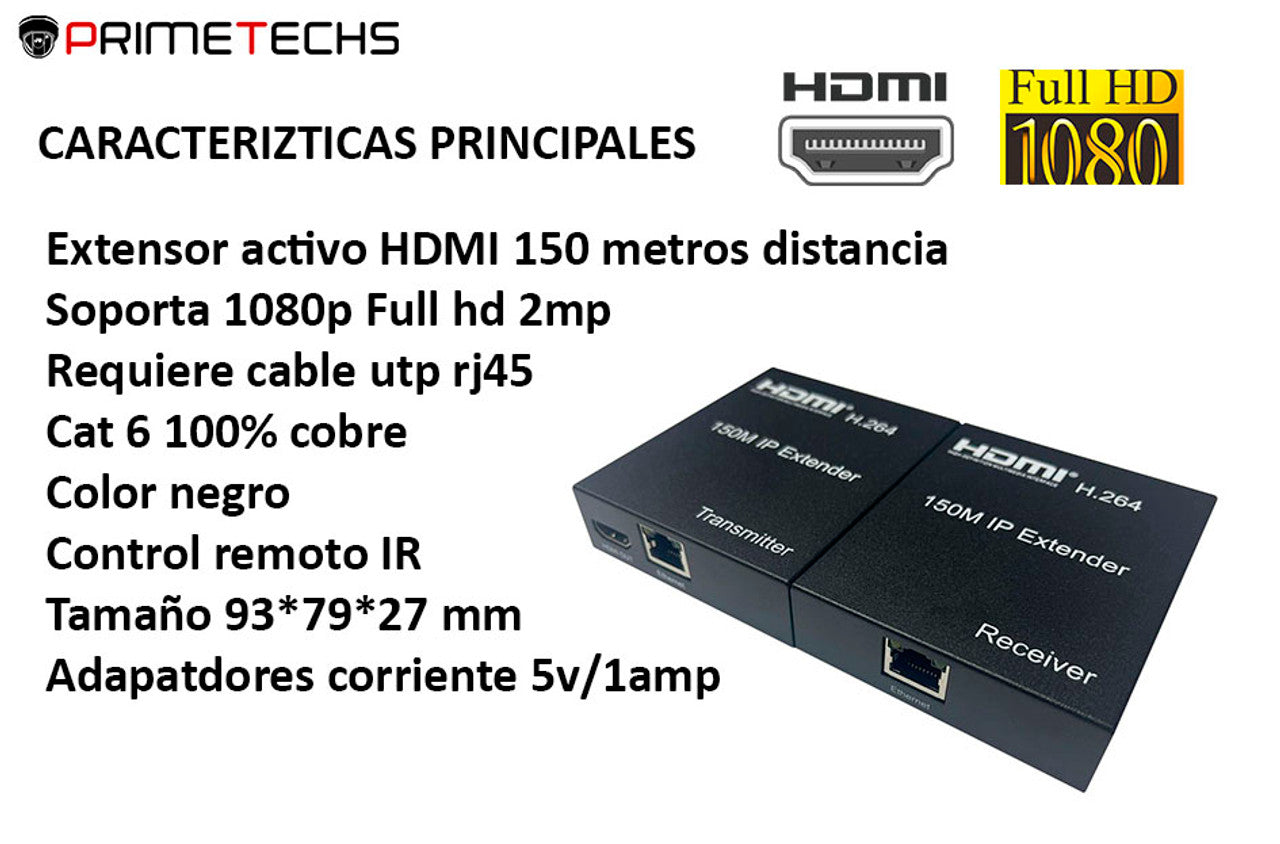 PRIMETECHS Extensor HDMI 1080p 150MTS